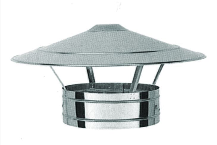 Sombrerete inoxidable AISI-316 Simple pared diametro 150 mm